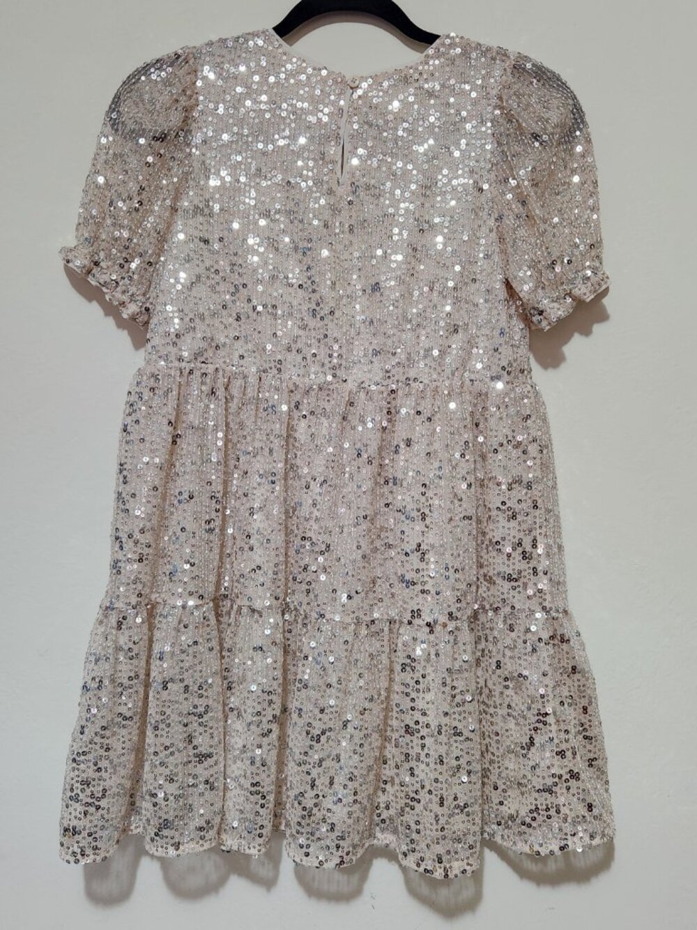 Cat & Jack Champgne Sequin Tiered Dress Glitz Extra Twirl-Worthy Pop Party-Ready - Picture 2 of 12
